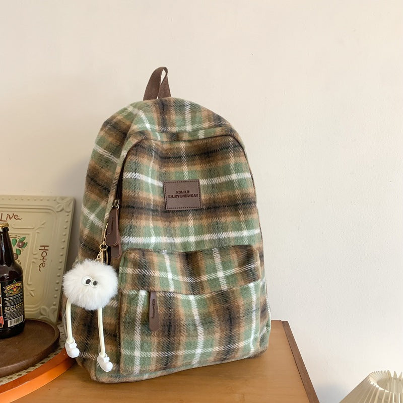 Cozy Plaid Patterned School Backpack Stornfield
