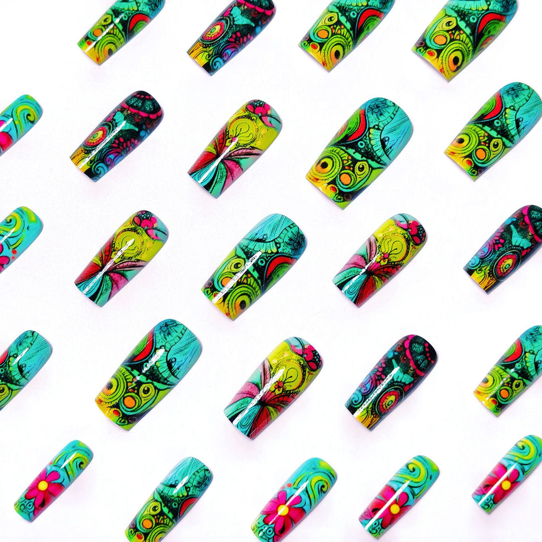 Creative Art Nails with Glowing Flower Design Stornfield
