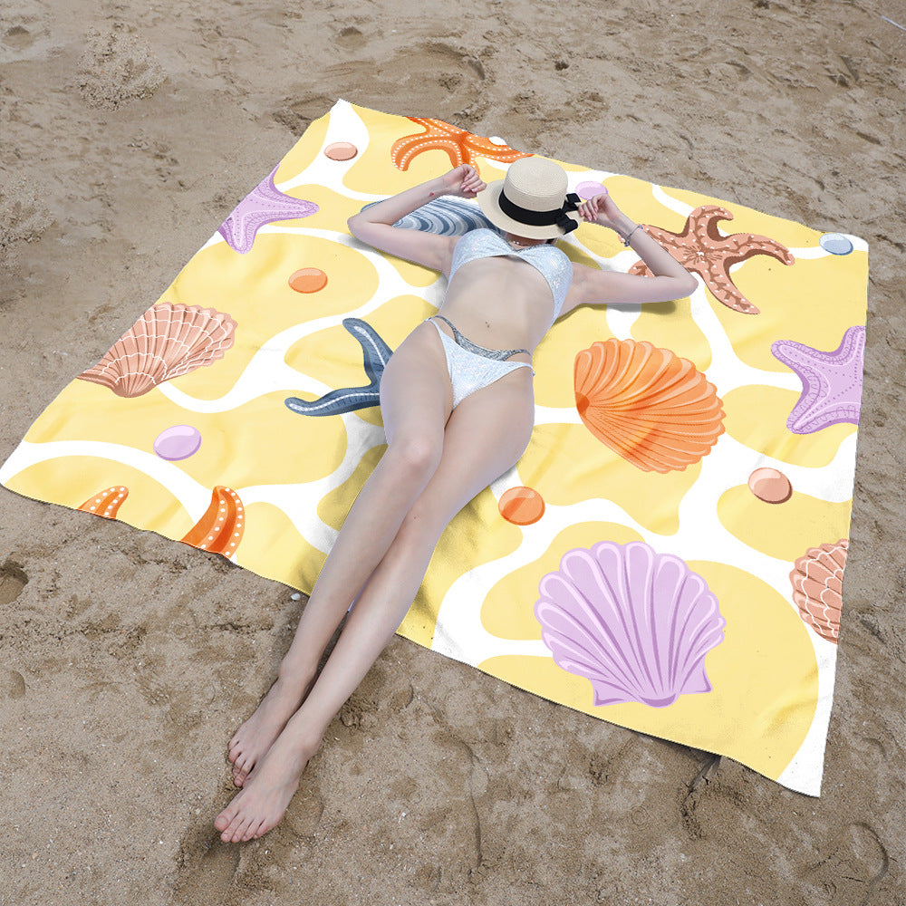 Beach blanket with colorful turtle pattern Stornfield
