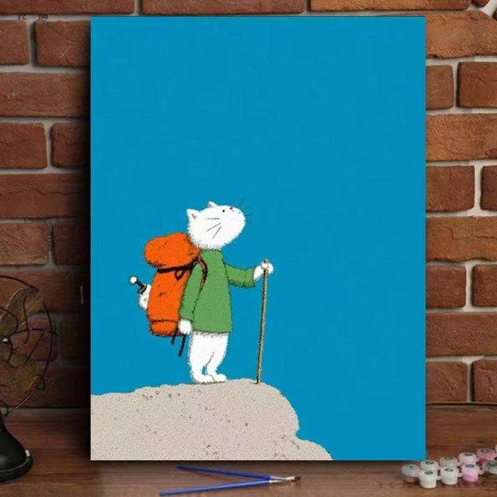 Whimsical Cat Watering Plants Canvas Art Stornfield