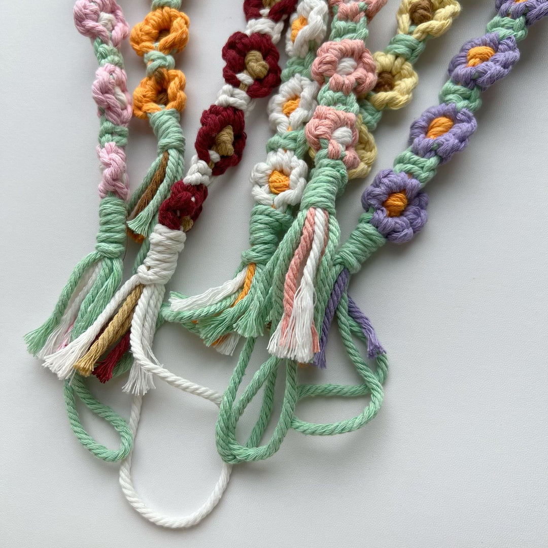 Macramé Stroller and Pacifier Lanyard with Wooden Star Clip
