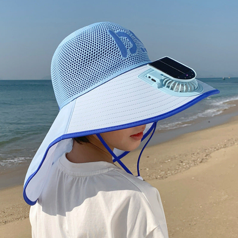 Breathable children sun hat with solar fan and adjustable chin strap Stornfield