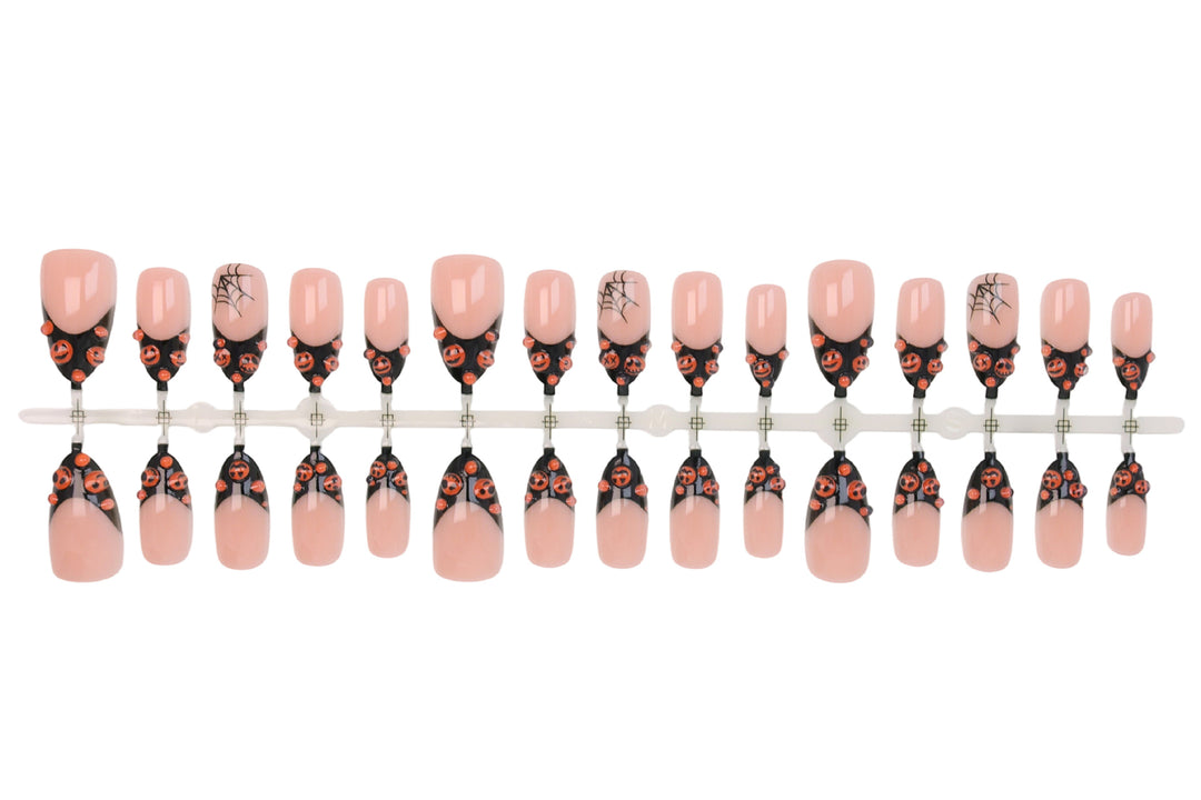 Halloween Art Nail Set with Creative Pumpkin and Spider Designs Stornfield