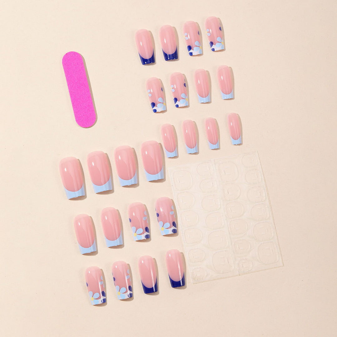 Floral French Tip Acrylic Nail Art Extensions Stornfield