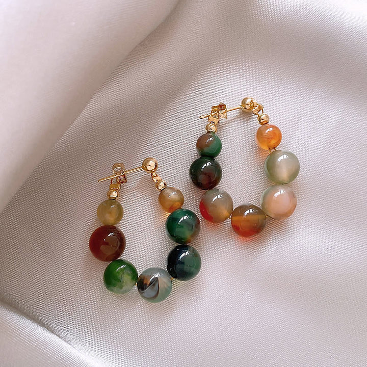 Elegant Stone Beaded Hoop Earrings Stornfield