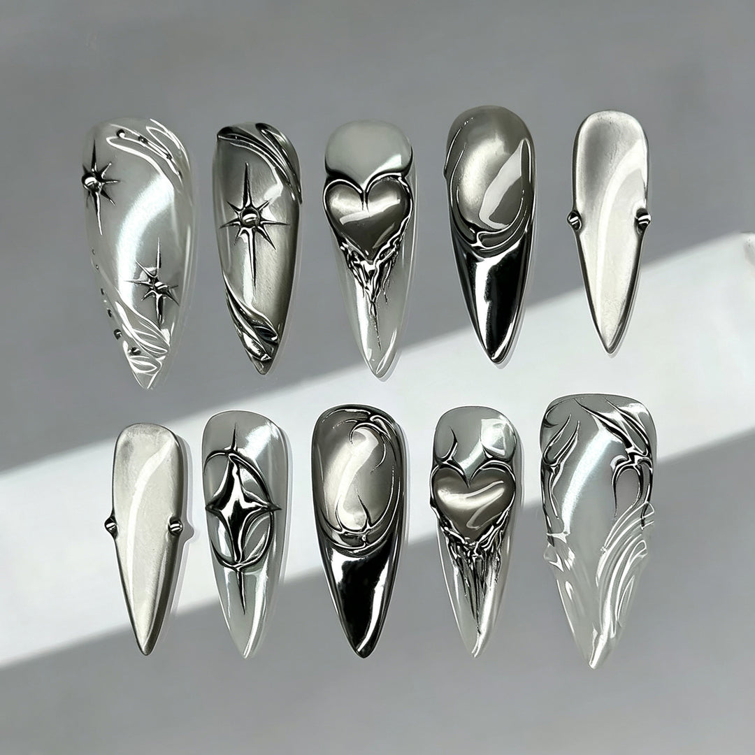 Artistic Metallic Press-On Nail Set