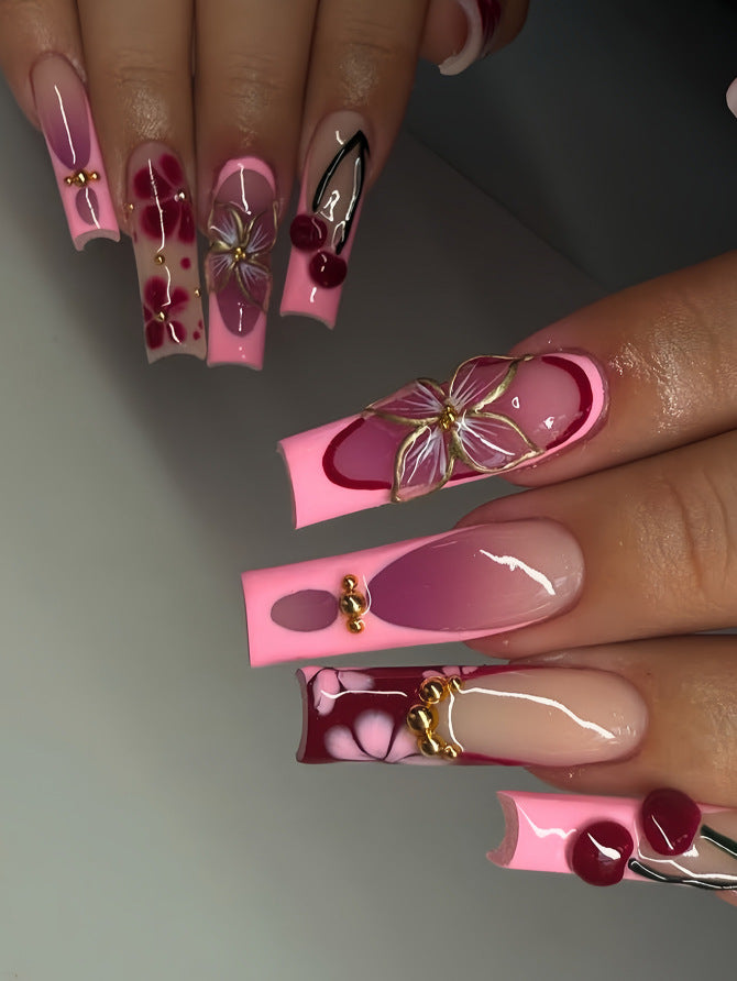 Decorative Long Press-On Nail Extensions Stornfield