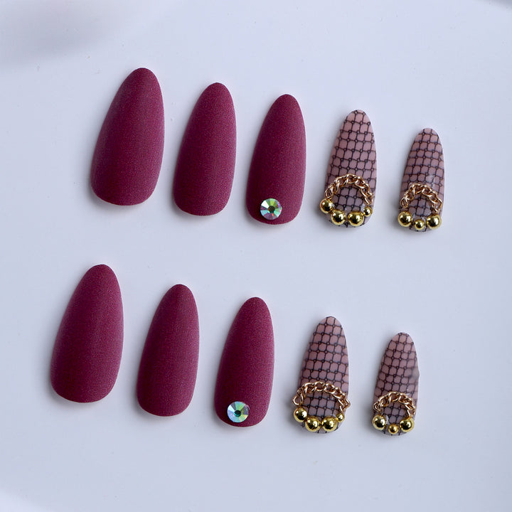 Artificial nails with unique network design and glamorous accents Stornfield