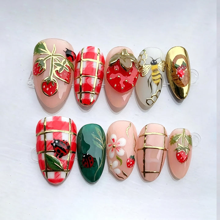 Floral and Fruity Press-On Nail Art Set Stornfield