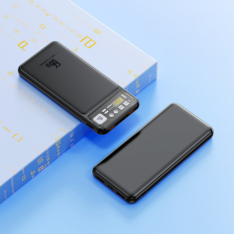 Power bank with integrated cable system and digital charging display Stornfield