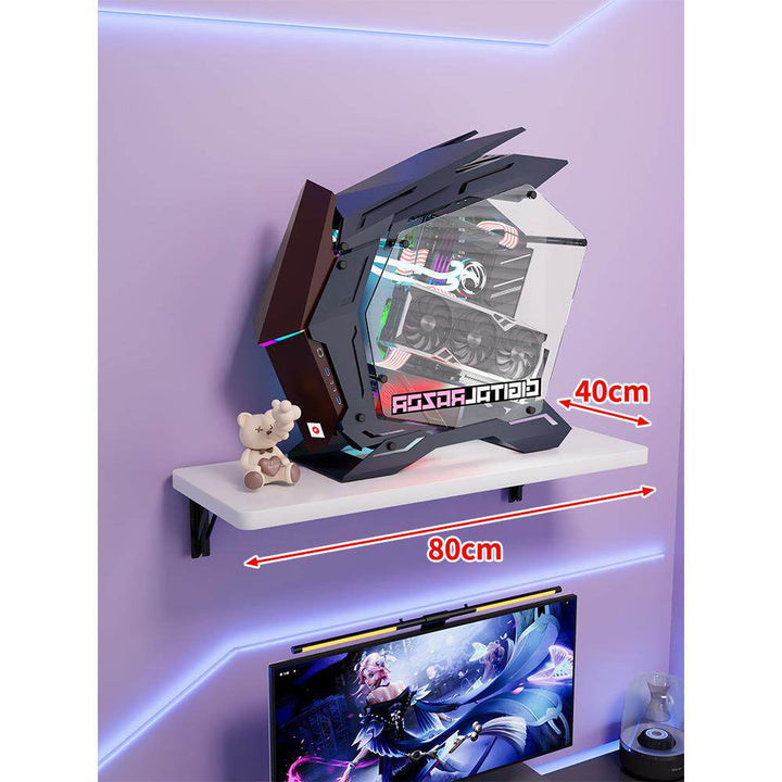 Wall-Mount Floating Shelf for Mid-Tower Gaming PC with Reinforced Brackets
