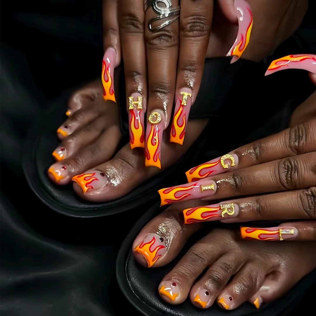 Artistic Flame Nail Art Extensions Stornfield