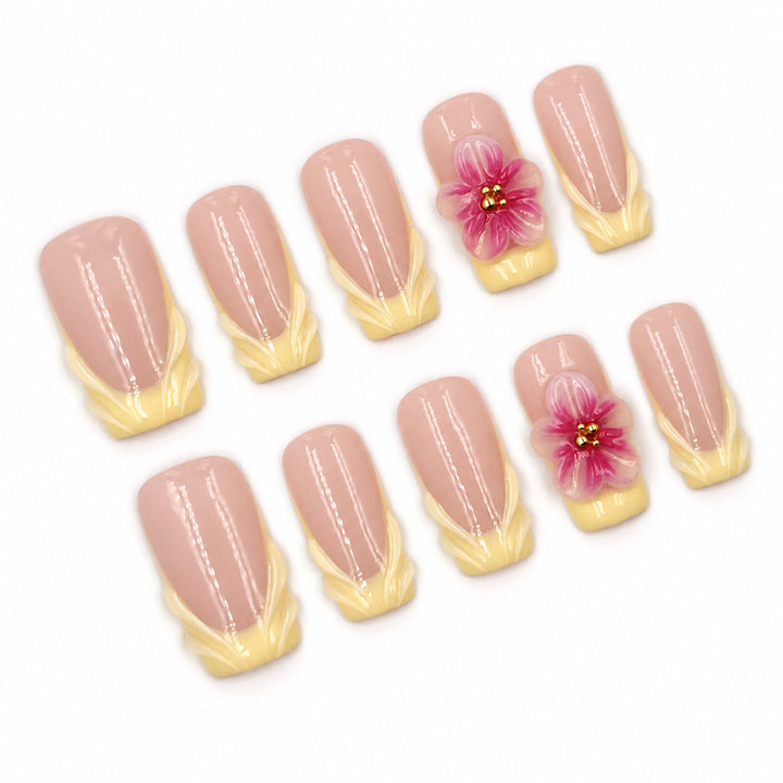 Decorative Floral Press-On Nail Enhancements