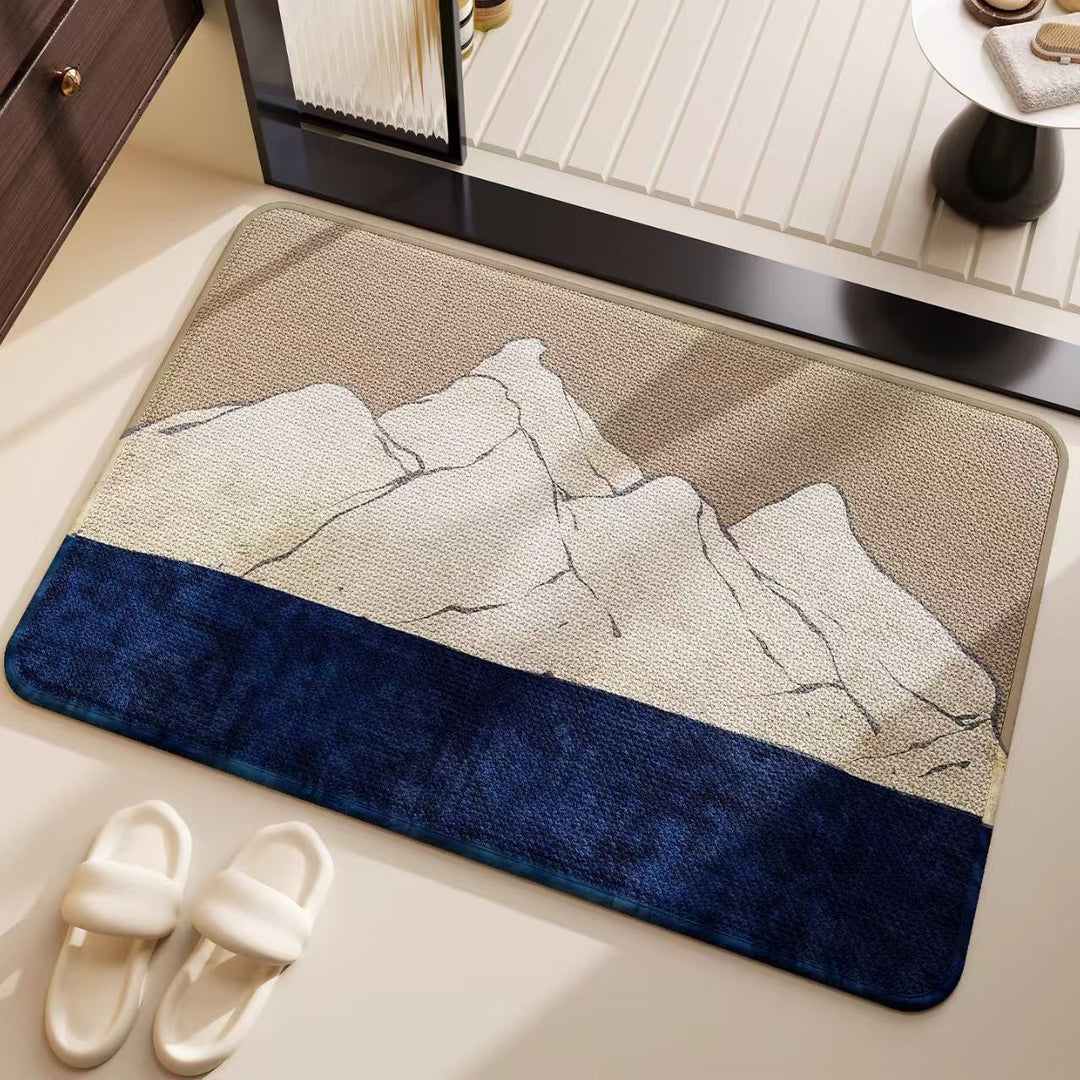 Artistic Ocean-Inspired Bath Mat for Bathroom
