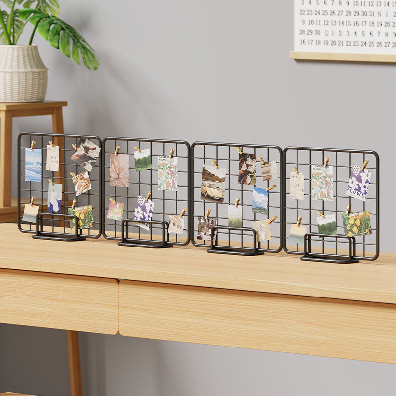 Desktop Wire Photo Grid Display with Stand and Mini Clips