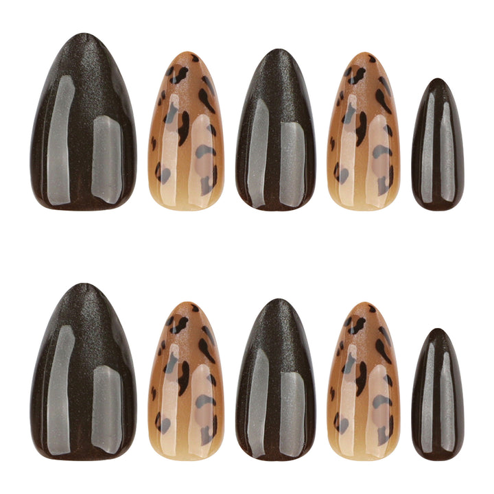 Artful nail extensions with unique leopard pattern and shine Stornfield