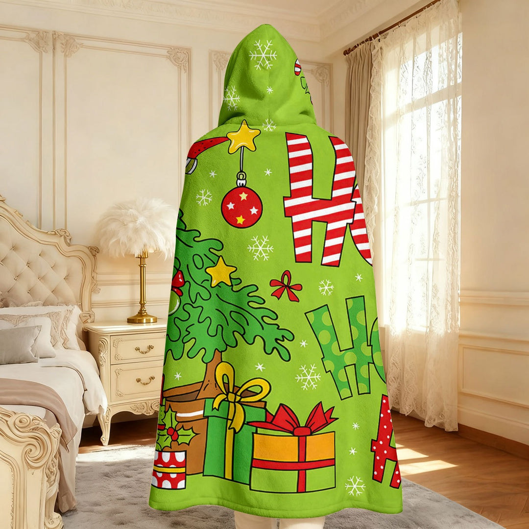 Festive Holiday-Themed Hooded Blanket
