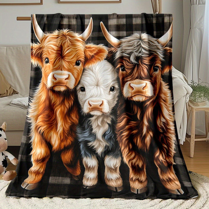 Soft Cartoon Dachshund-Themed Fleece Blanket