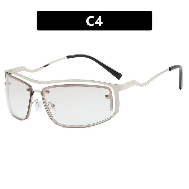 Women’s futuristic sunglasses with an elegant metal frame and high-transparent lenses Stornfield