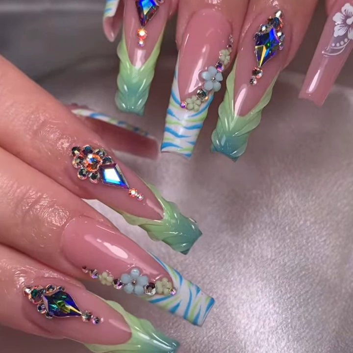 Decorative Long Press-On Nail Extensions Stornfield