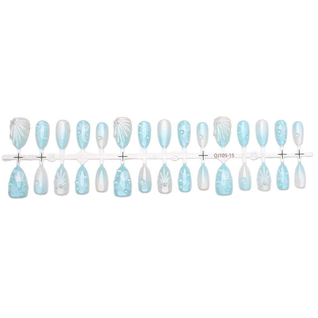 Artistic Ocean-Inspired Press-On Nail Set Stornfield