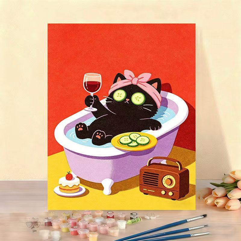 Whimsical Cat Illustration Canvas Artwork Stornfield