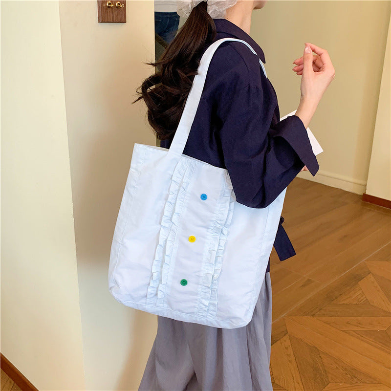 Ruffled Design Lightweight Tote Bag