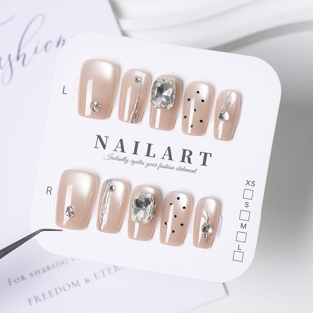 Artistic Stiletto Press-On Nail Set with Floral Embellishments Stornfield