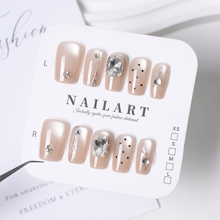 Artistic Stiletto Press-On Nail Set with Floral Embellishments Stornfield