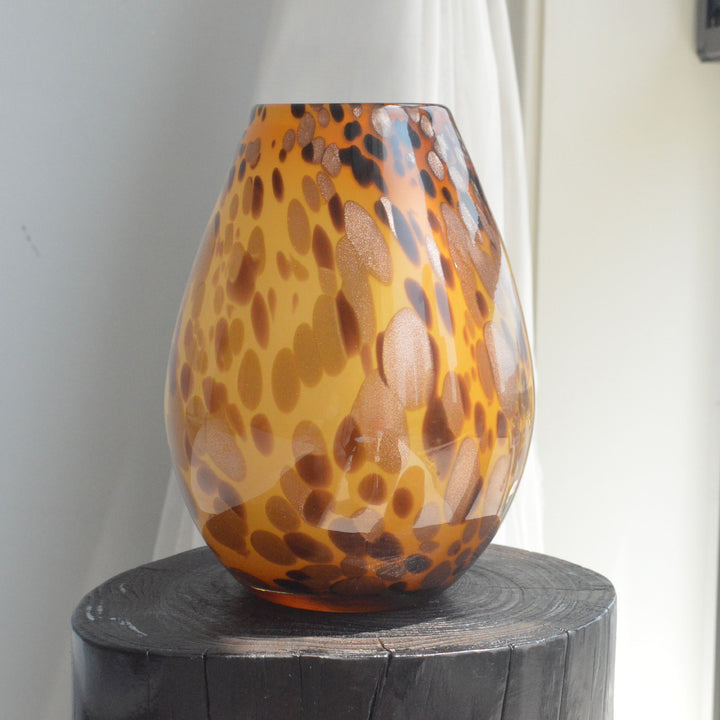 Handblown Speckled Glass Bulb Vase with Narrow Mouth and High-Gloss Finish Stornfield