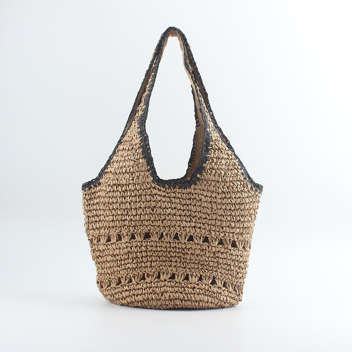 Beach shoulder bag made of hand-woven raffia with elegant lace trims Stornfield