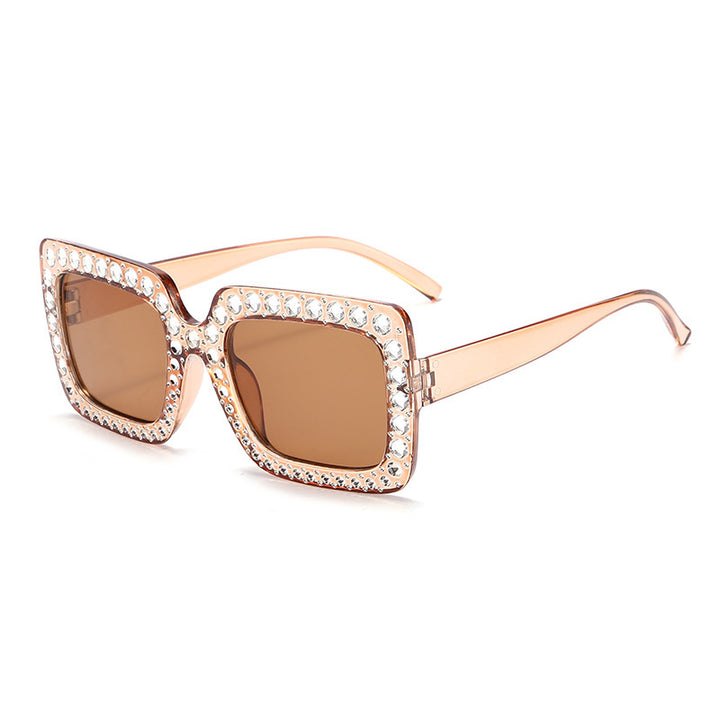 Glamorous Rhinestone-Embellished Square Sunglasses Stornfield