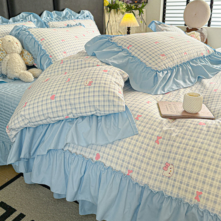 Vintage Floral Ruffled Duvet Cover Set