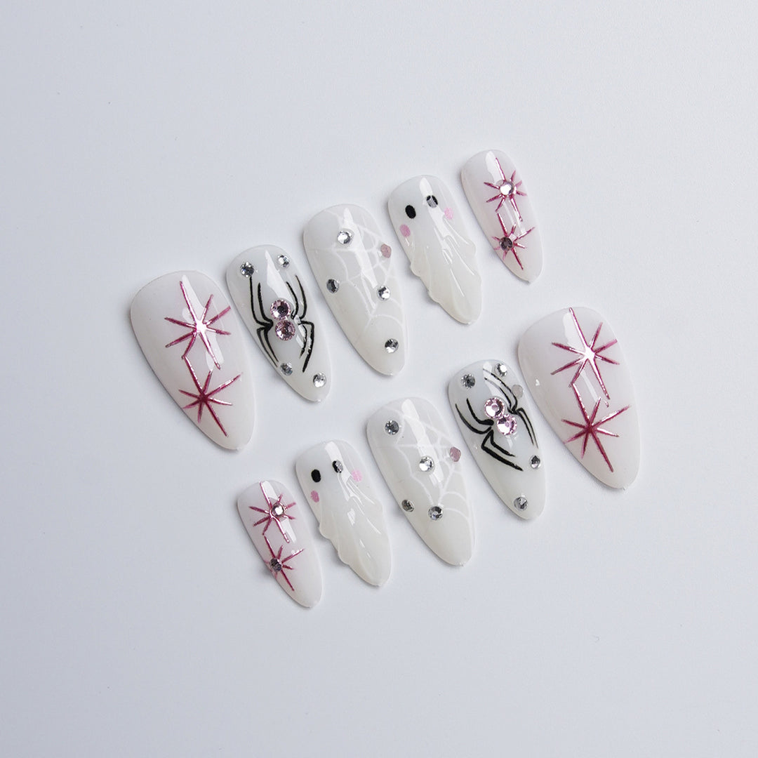 Artistic nail set with stainless steel applications Stornfield