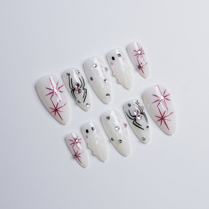 Artistic nail set with stainless steel applications Stornfield