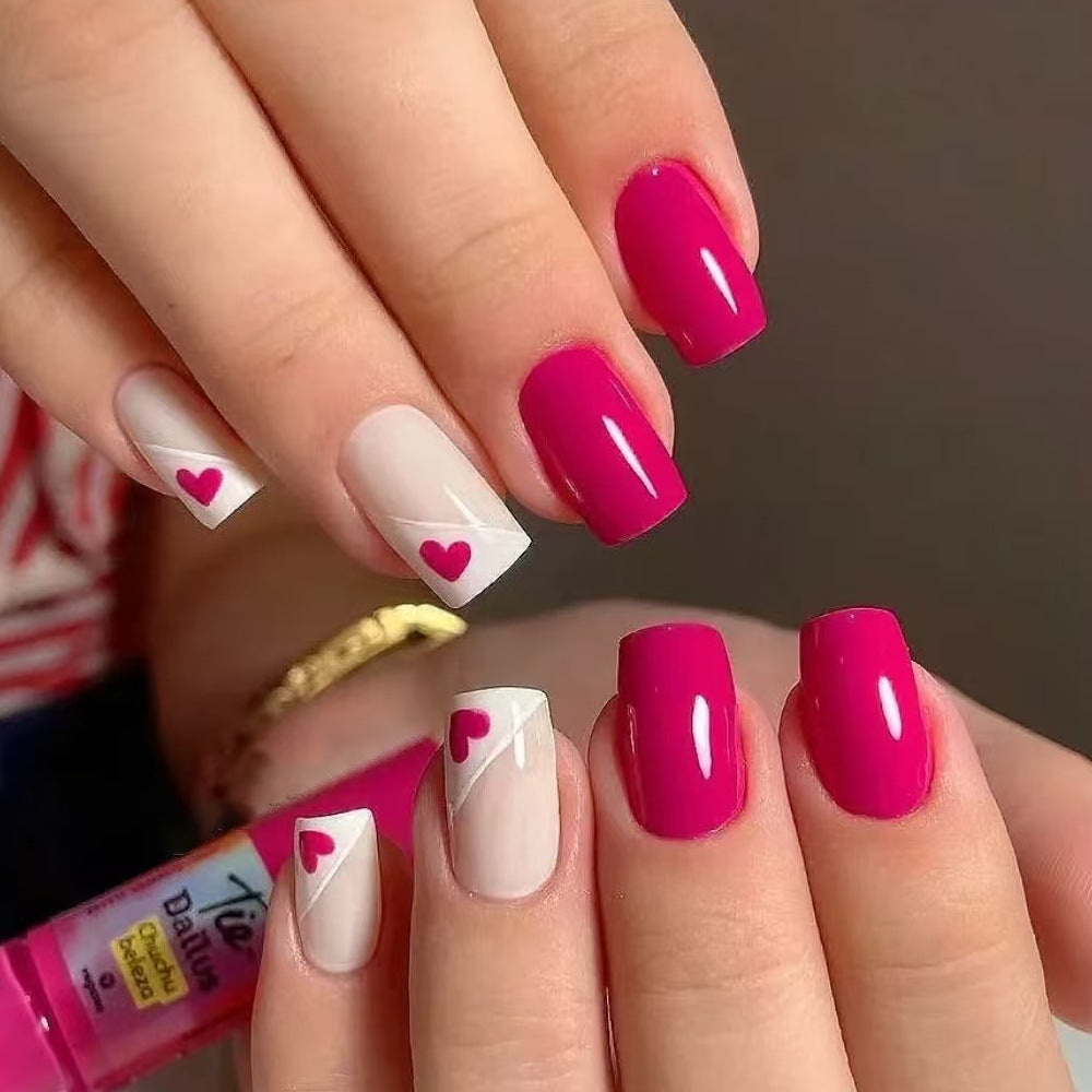 Heart-Embellished Press-On Nail Art Stornfield