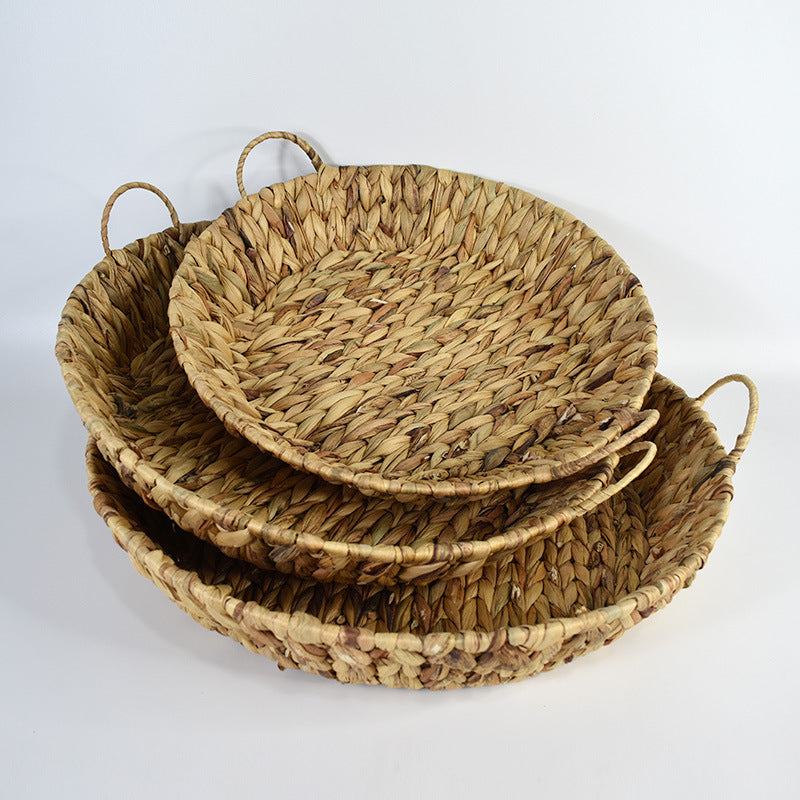 Handwoven Natural Serving Tray Set Stornfield