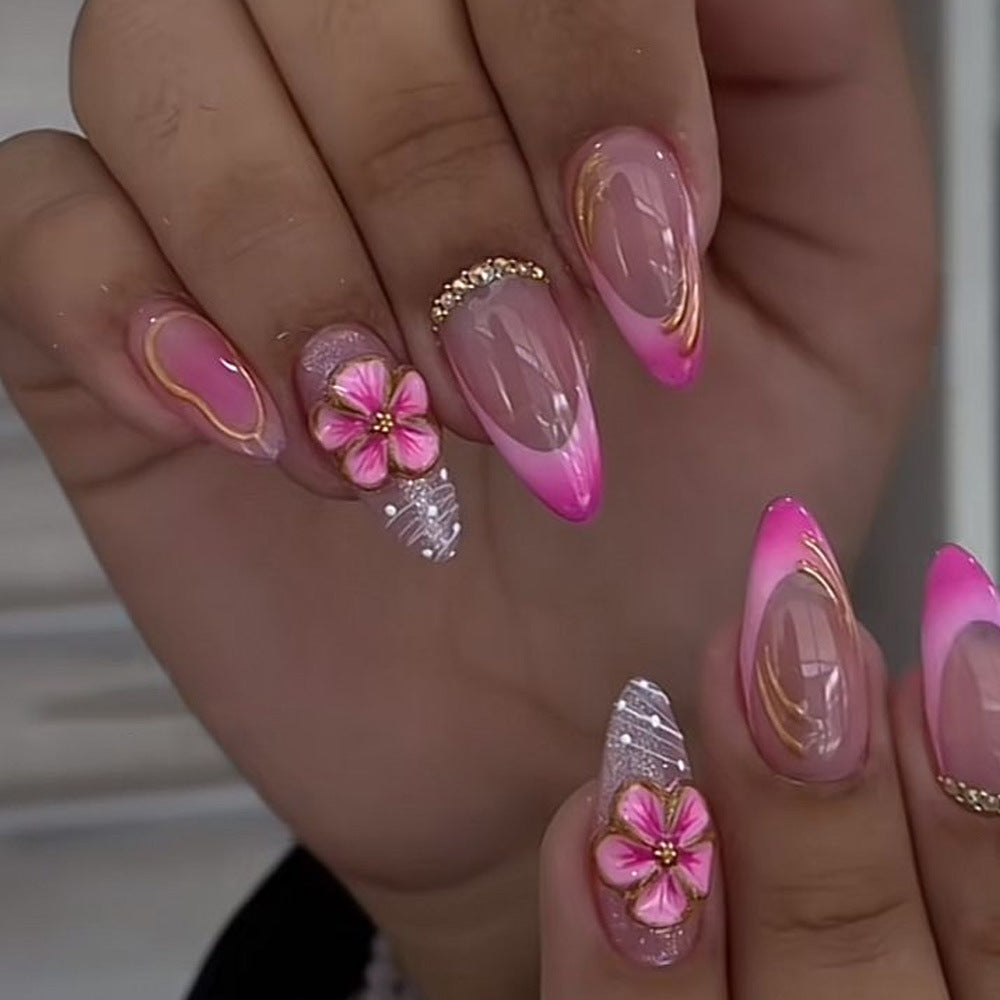 Elegant Artificial Nails with Botanical Designs Stornfield