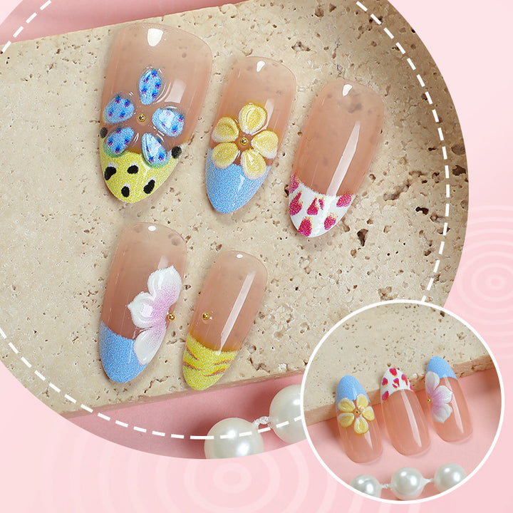 Artistic Floral and Patterned Press-On Nail Set