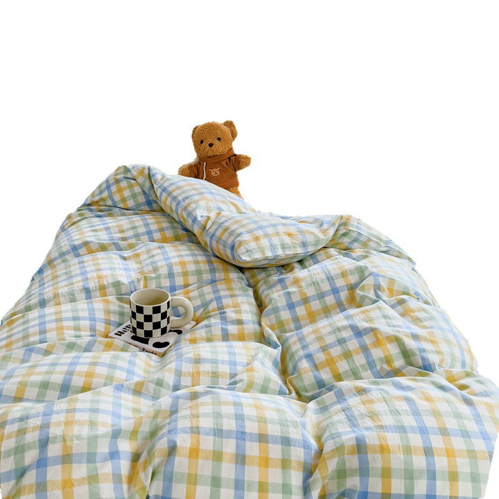 Lightweight Cotton Bunk-Bed Bedding Set with Duvet Cover Pillowcase and Fitted Sheet