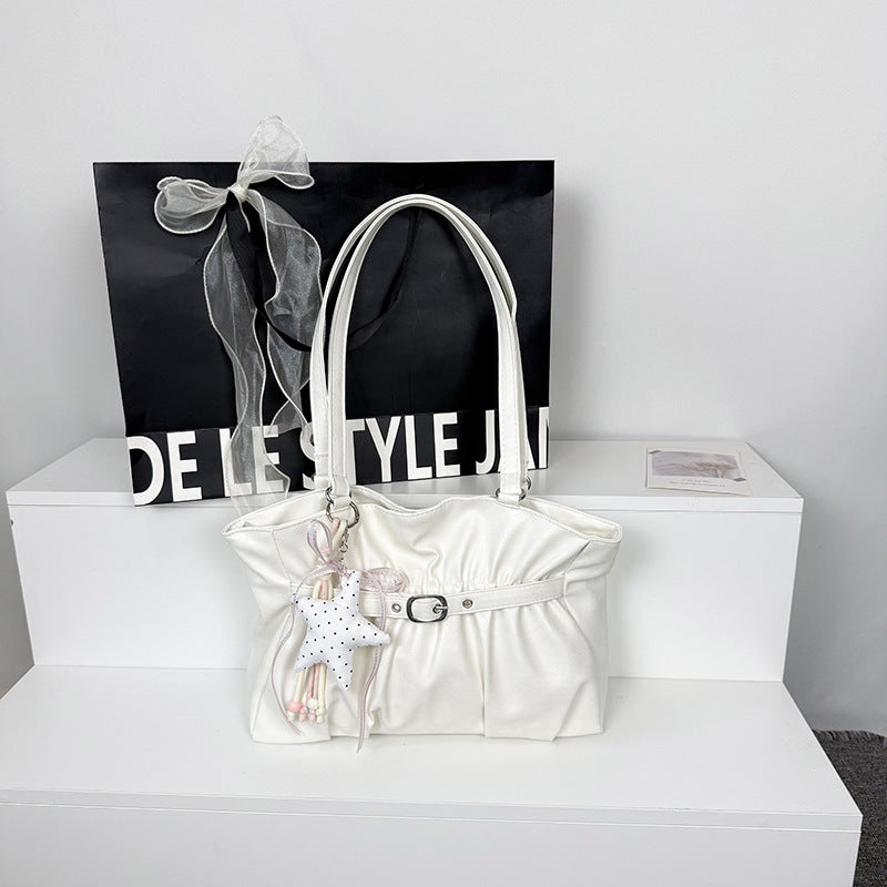 Stylish Soft Leather Handbag with Accessory