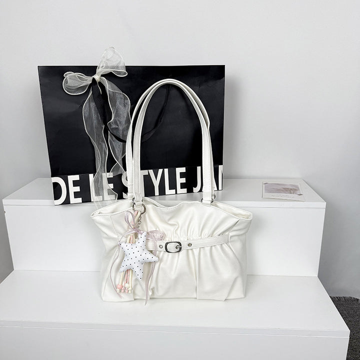 Stylish Soft Leather Handbag with Accessory