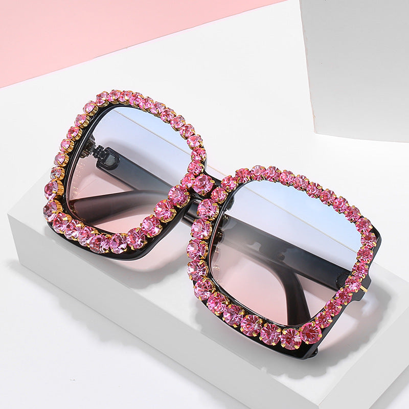 Glamorous Rhinestone-Embellished Oversized Sunglasses Stornfield