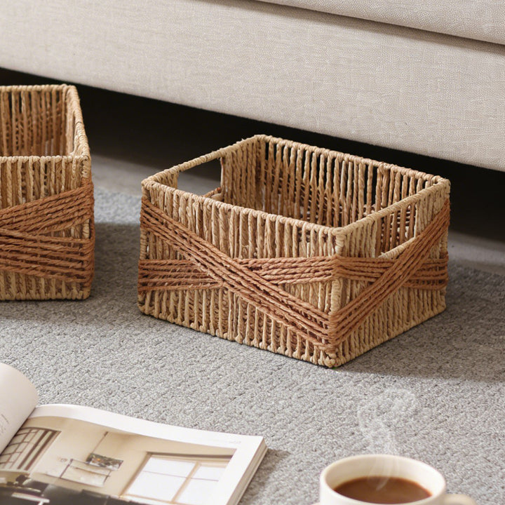 Handcrafted storage basket with decorative weave Stornfield
