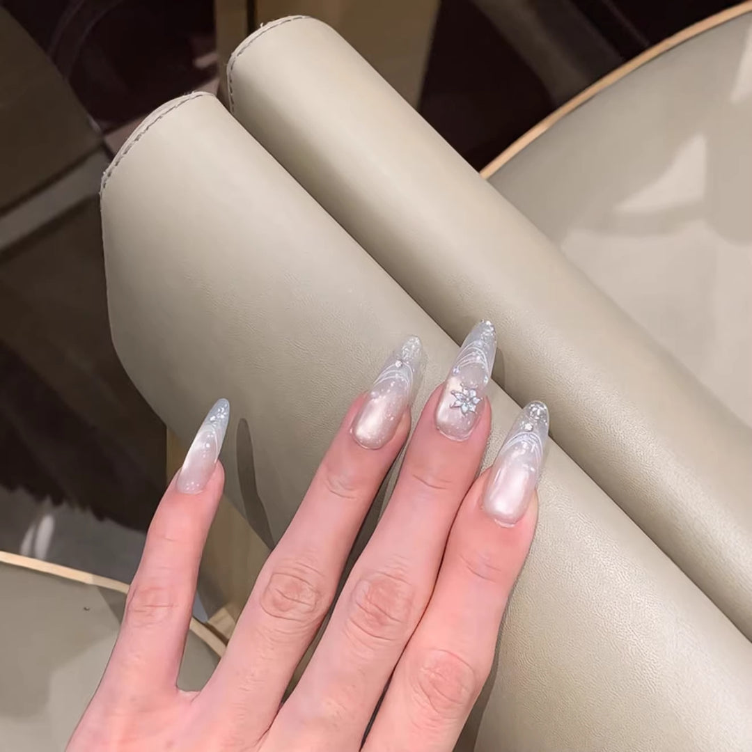 Long Stiletto Nail Extensions with Glitter Accents