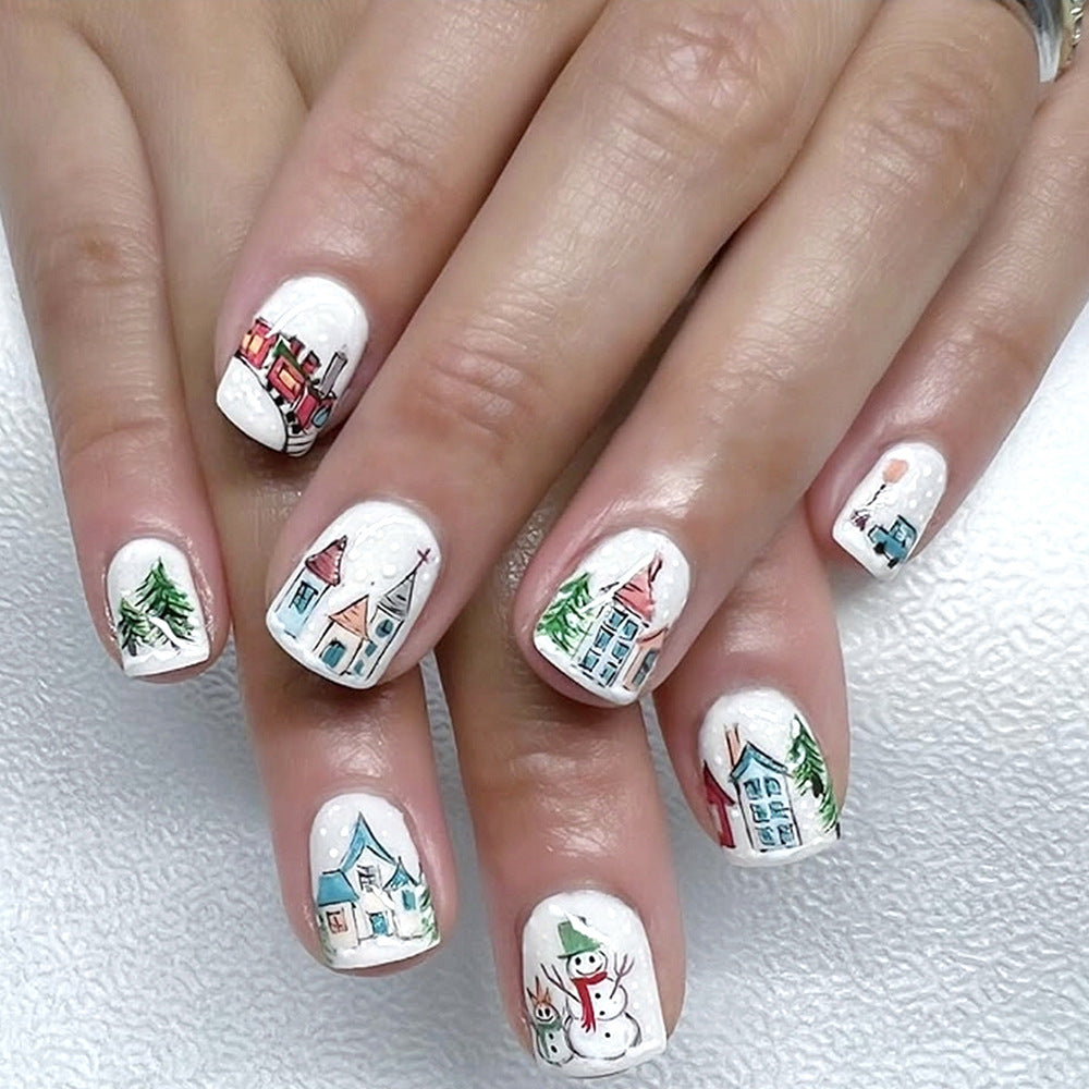 Festive Winter-Themed Press-On Nail Art Set Stornfield
