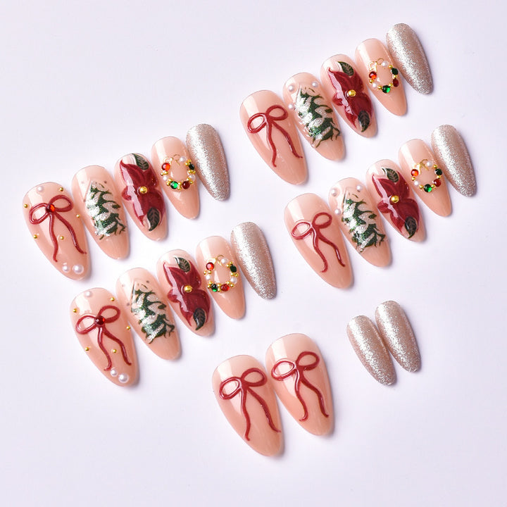 Festive Holiday-Themed Press-On Nail Art Set Stornfield 1790636494