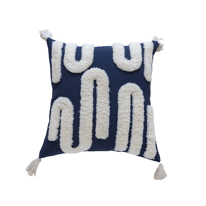 Decorative Tufted Sherpa Accent Throw Pillow with Tassel Corners