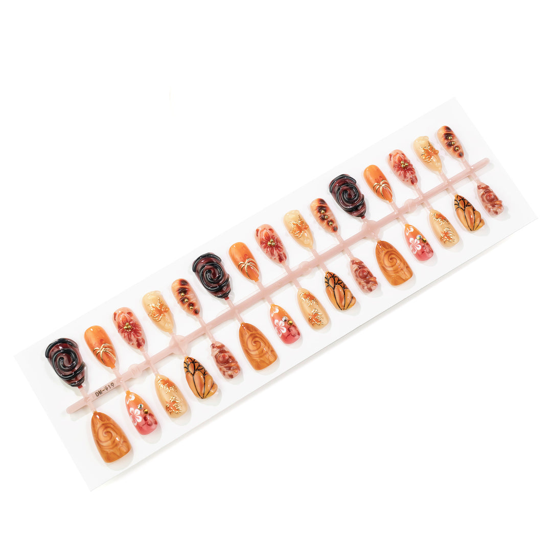 Autumn-Inspired Artistic Press-On Nail Set Stornfield