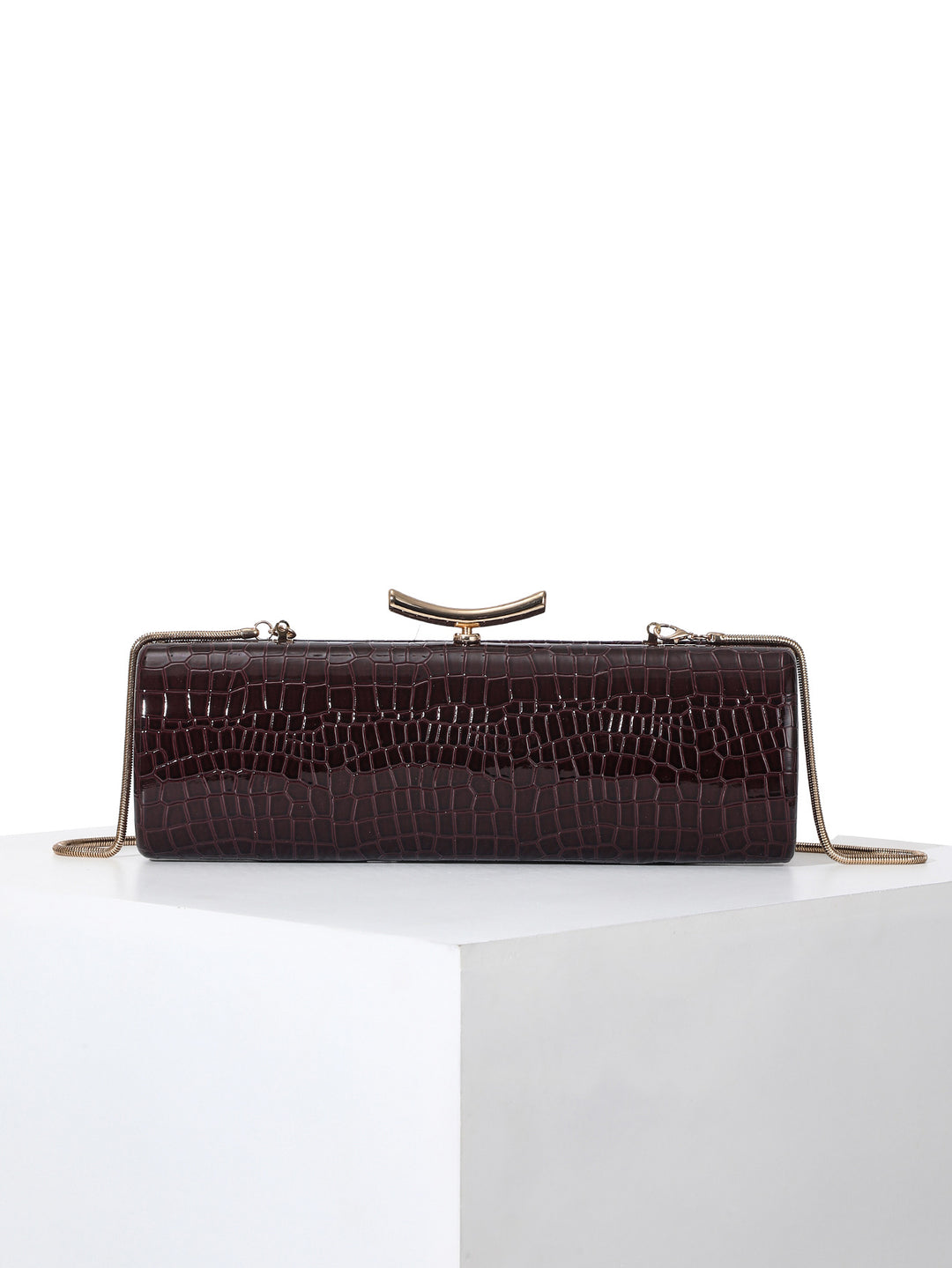Crocodile-Embossed Evening Clutch